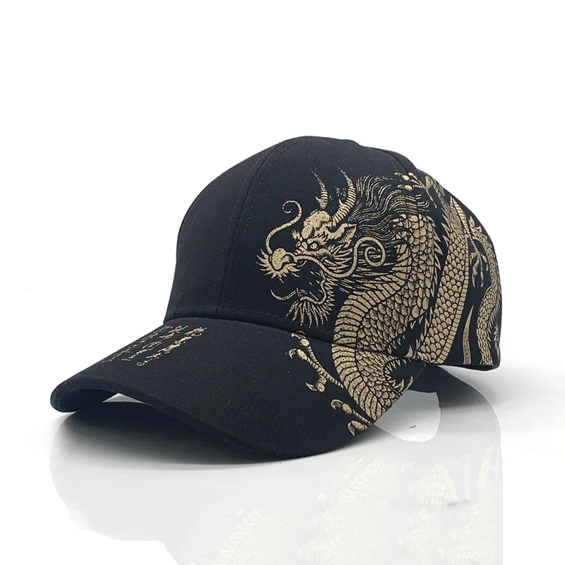 

Hot Spring summer Chinese Style Dragon Design Pattern Baseball Cap 100% Cotton Outdoor Caps Gorras Para Hombre Mens Trucker Cap