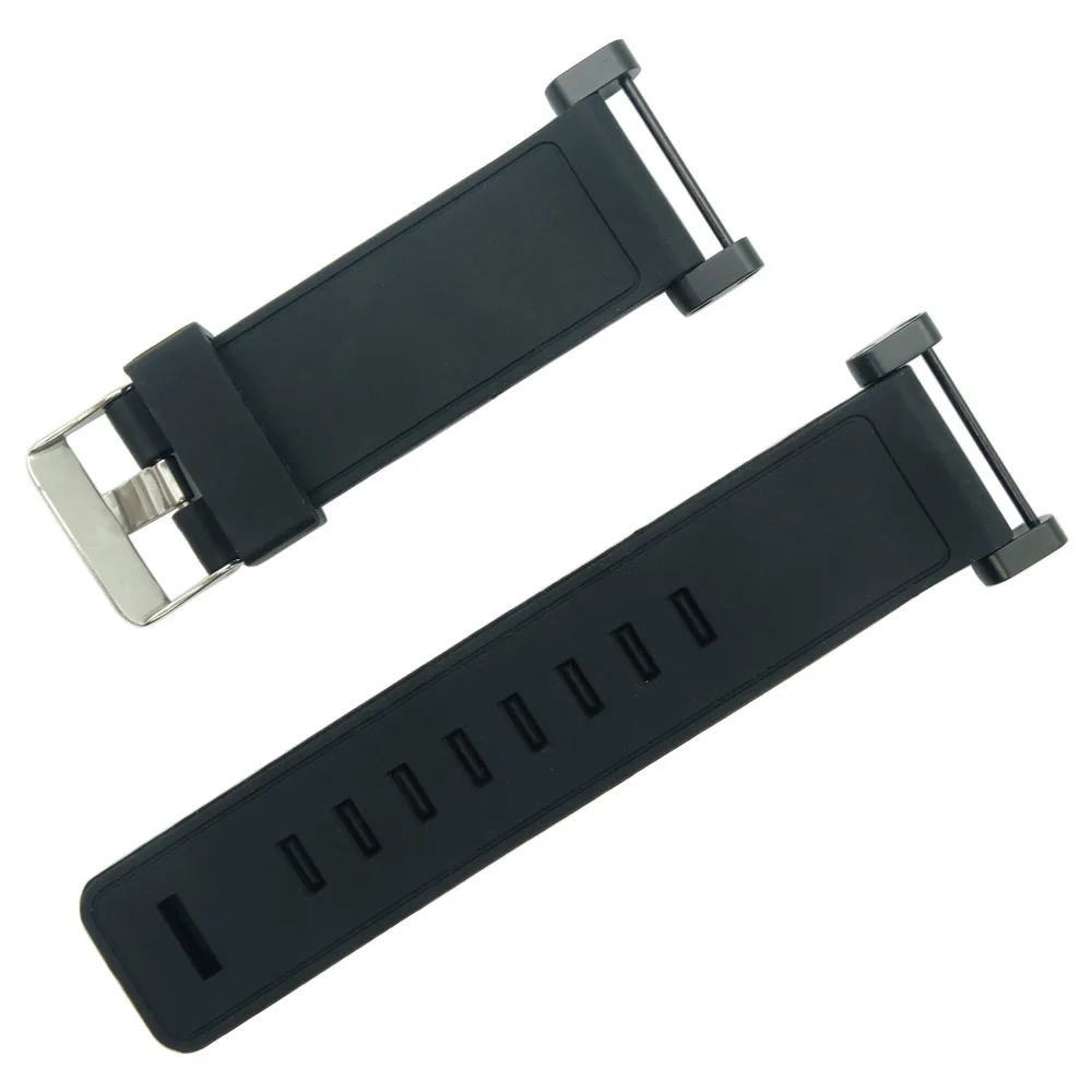 Black For Suunto Core 24mm Black Silicone Rubber Strap Watch Band With Watches Buckle Belt + Adapters + Tools