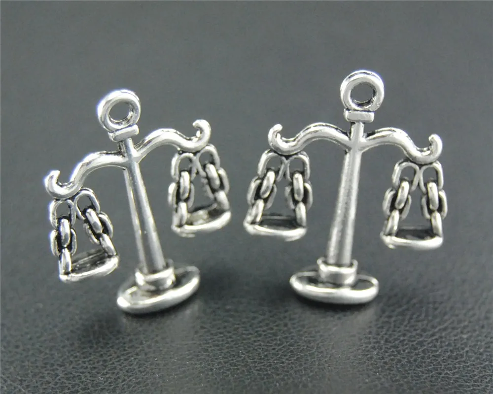 30pcs Silver Color  Balance Scale Charm Pendant DIY Necklace Bracelet Bangle Findings 22x18mm A1782