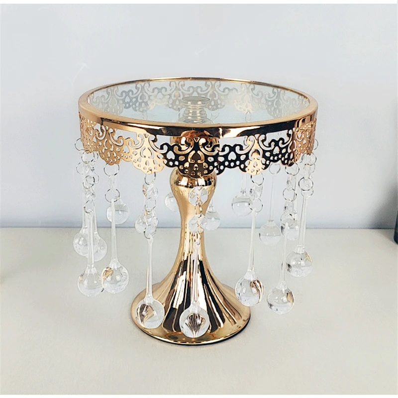 Golden\\Sliver Crystal Cake Holder Electroplated Mirror   Wedding Party Decoration Cake Holder Tray Home Decor