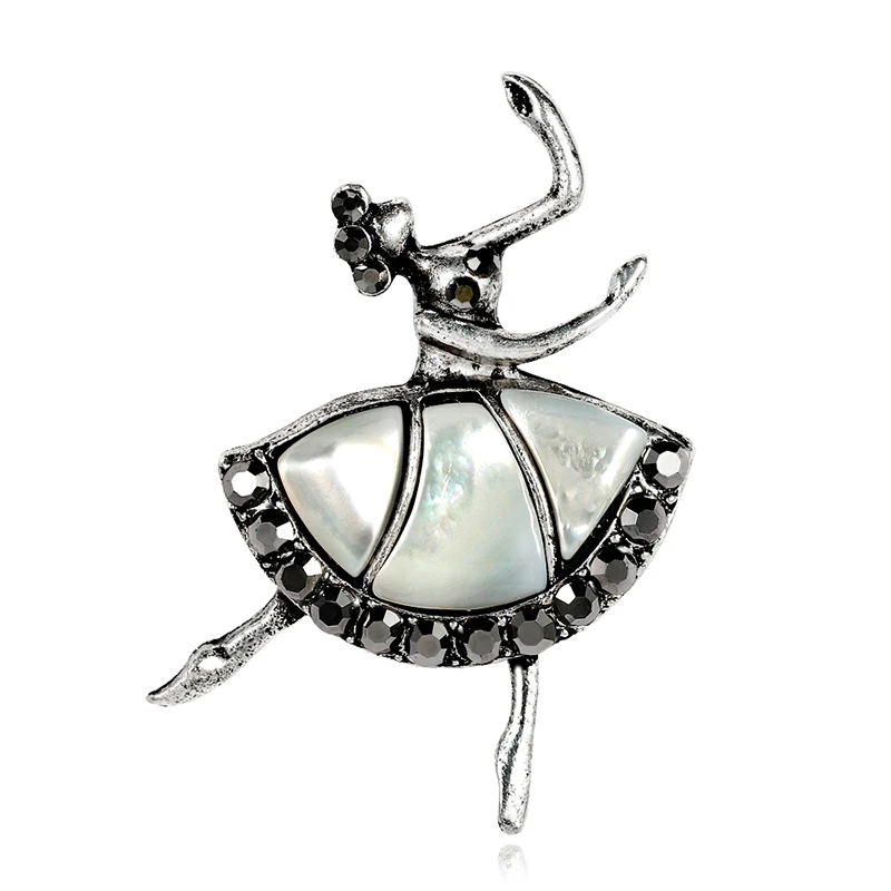 

Natural Abalone Shell Ballet Girl Brooch Pins For Women Brooches