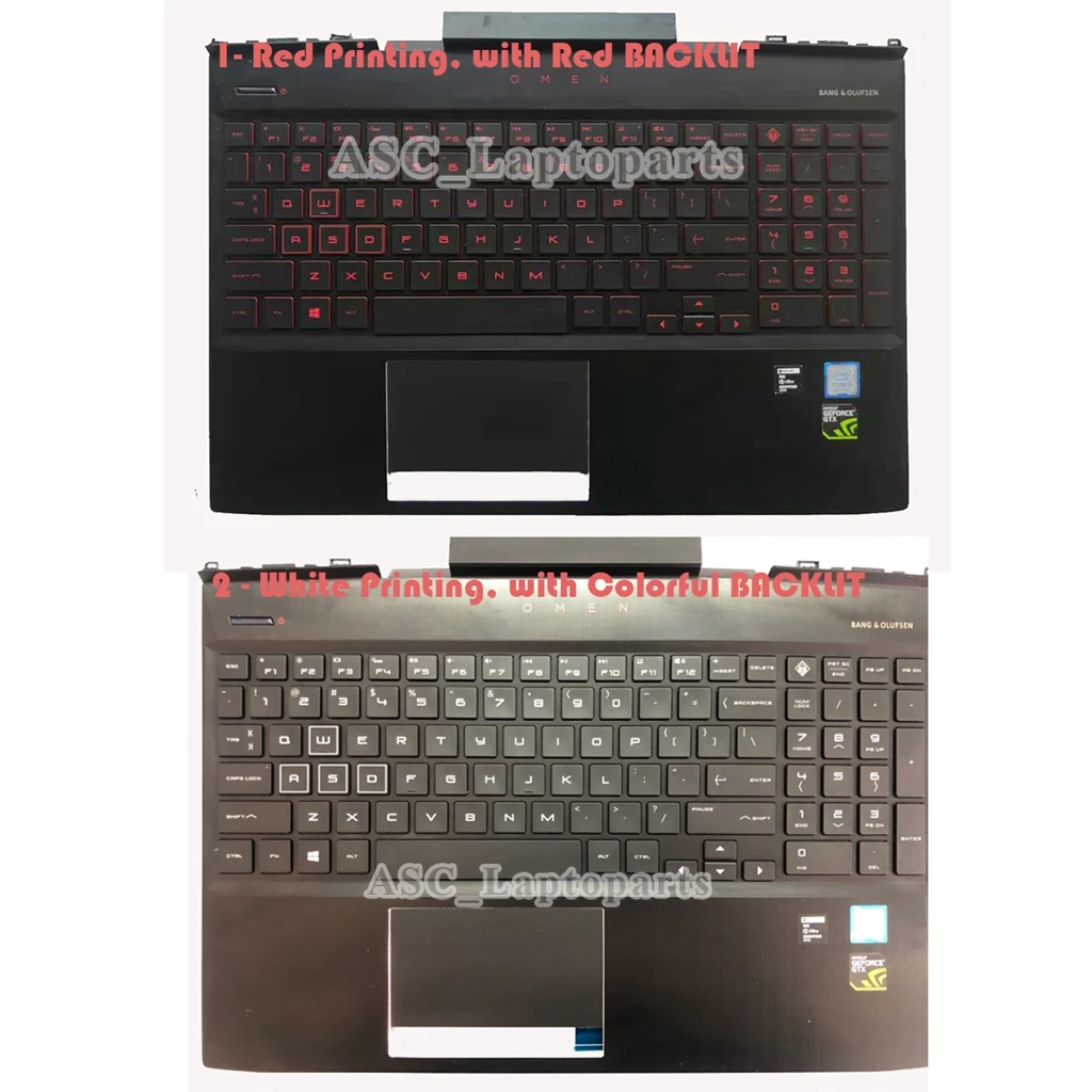 95% New US English QWERTY Keyboard For HP omen 15-dc000 15t-dc000 15-dc0010nr Palmrest Top Cover & Touchpad Black, BACKLIT