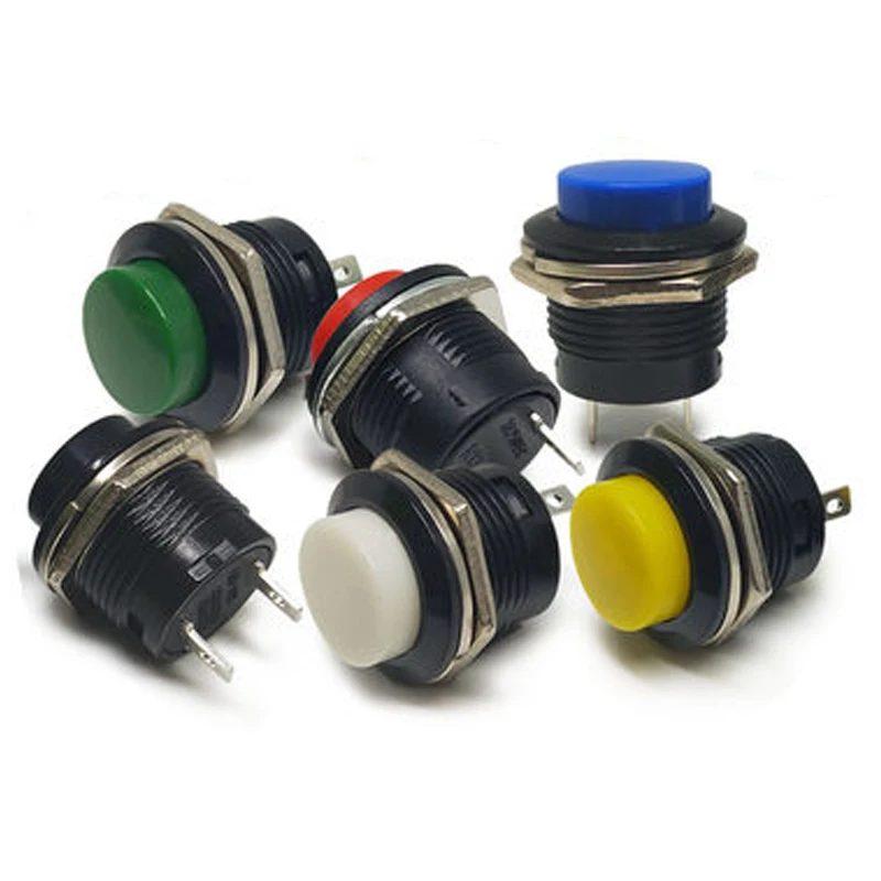 5 pces R13-507 16mm botão momentâneo interruptor de botão fora-on reset interruptores de travamento não botão redondo vermelho preto verde