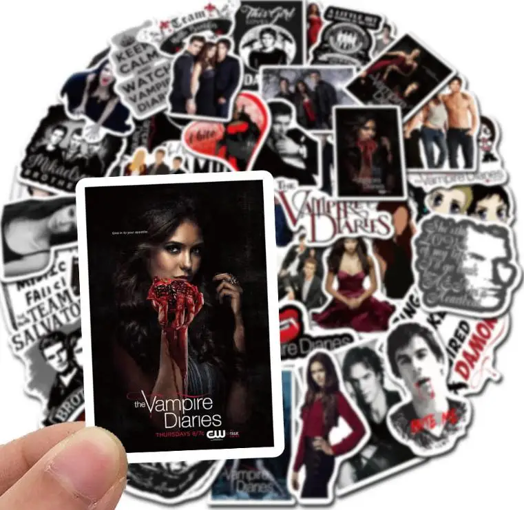 10/30/50pcs  The Vampire Diaries  Children\'s Classic  Cool Decals Sticker Scooter Bike Mobile Laptop Traveling Diy Kids Girl Toy