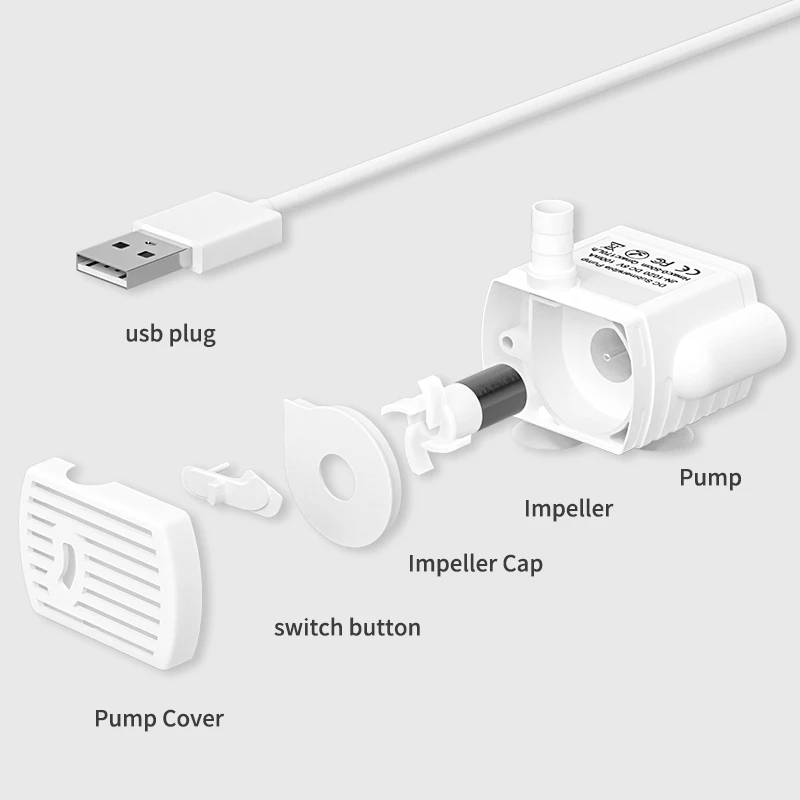 ROJECO Water Pump For Auto Cat Water Fountain Accessories Pet Drinking Fountain Water Pump For Cat Drinker Dispenser Replacement