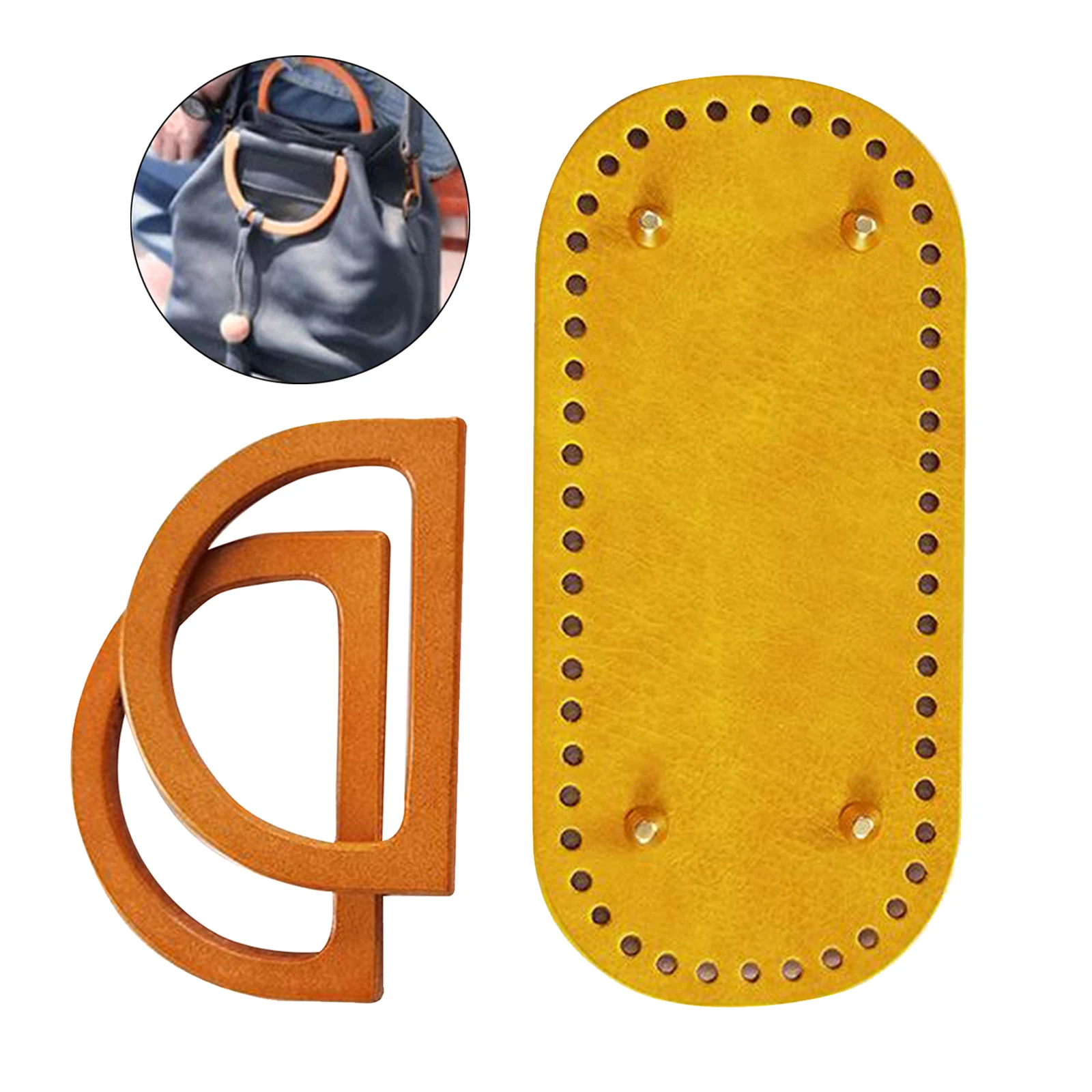 Set Pegangan Tote Dasar Kulit Bawah Tas Rajut DIY Gaya Tas Rajut 1