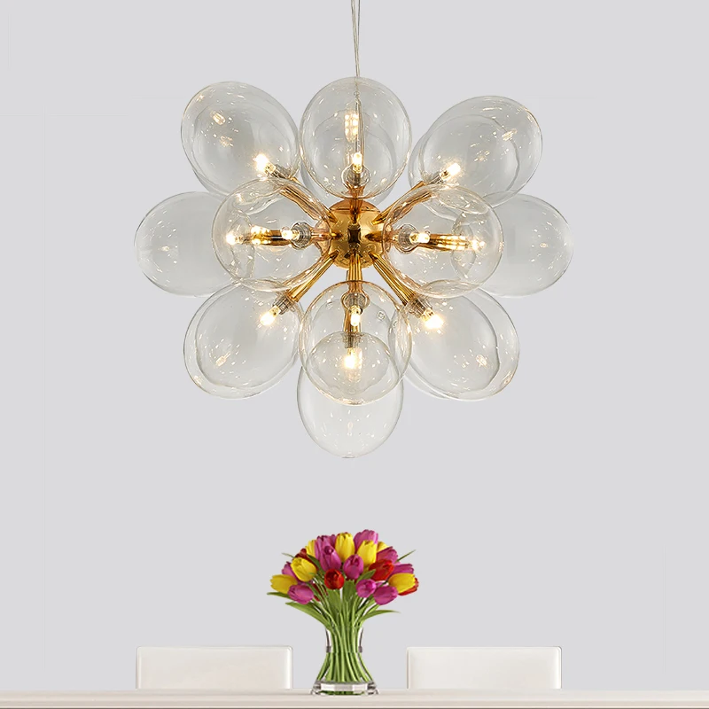 

Diameter 62cm Post Modern 19 Light Dia62cm Led G4 Pendant Chandelier Dandelion Clear Bubble Plate Chrome / Gold Led Chandelier