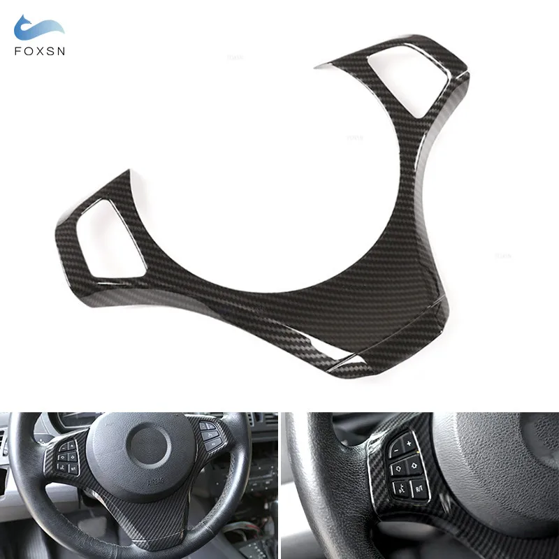 For BMW X3 E83 2006 2007 2008 2009 ABS Carbon Fiber Texture Car Steering Wheel Panel Frame Trim Cover Sticker Inner Accessories