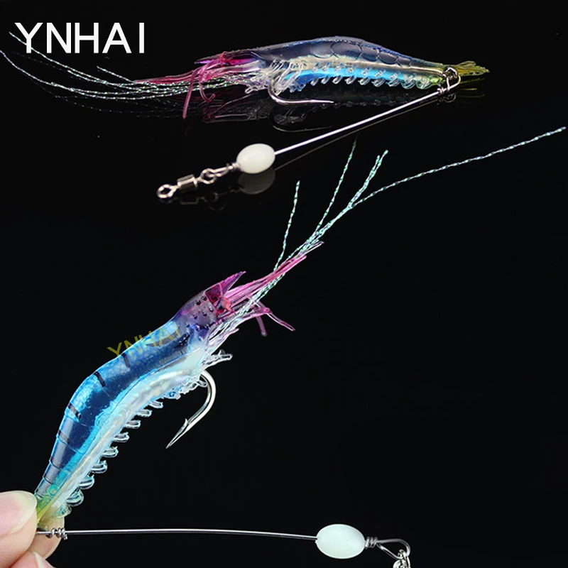 1Pcs Shrimp lure Luminous Soft Fishing Lures Fake Shrimp Floating Shaped Lure Bait Bionic Artificial Shrimp with Hook 5.7g