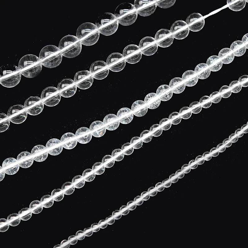 Natural Stone White  Light Clear Crystal Quartz Round Loose Beads 15\