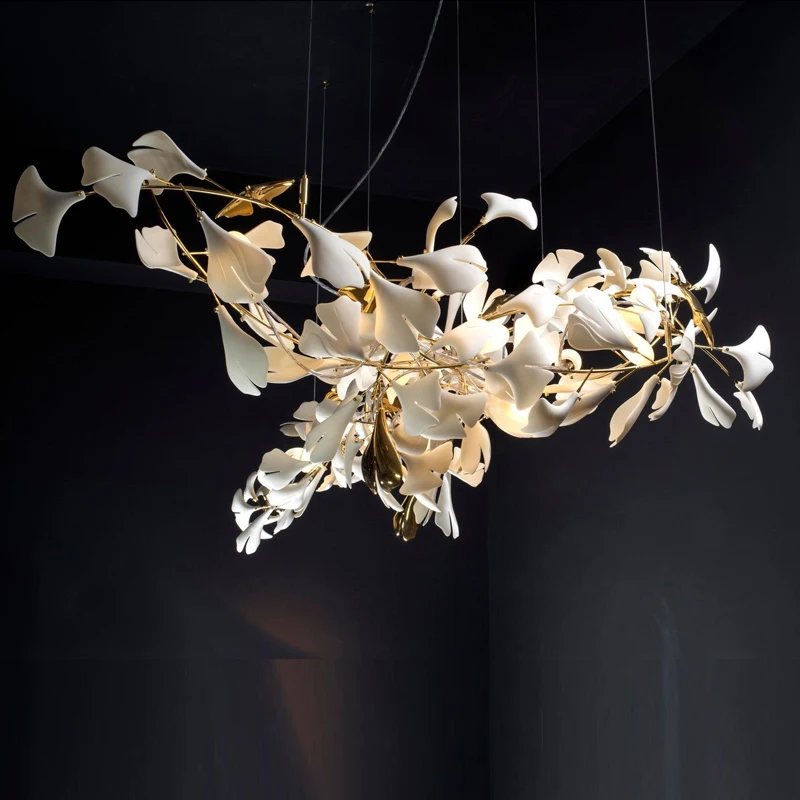 Designer Ceramic Ginkgo Leaves Chandelier - Decorative Lighting for Restaurant Clothing Shop Office Sand Table Project