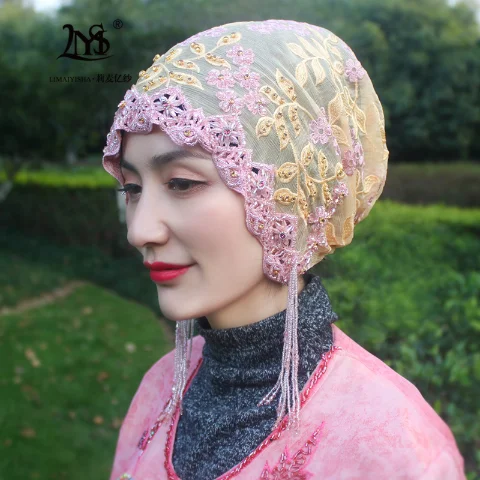 Gelinler düğün butik müslüman islam kadınlar ipek anında kap hicap