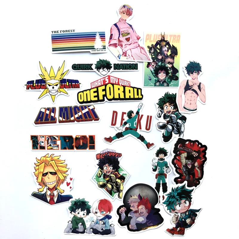 50pcs/set Anime My Hero Academia Stickers Cosplay Accessories Prop PVC Waterproof Cartoon Decal Cute Sticker