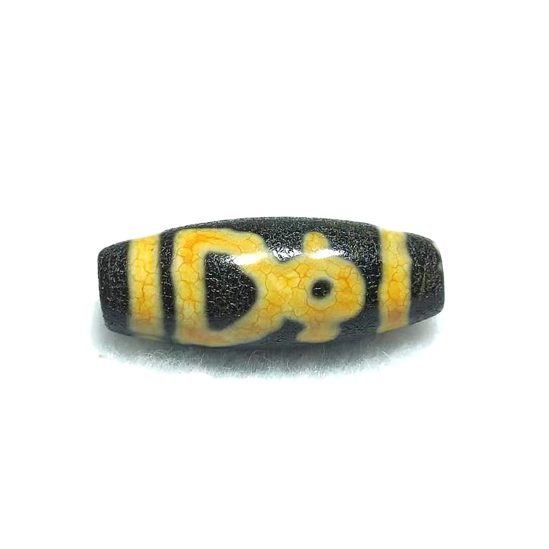 

Agate DZI Beads Old Yellow/Black Dragon Pattern God of Wealth Totem 11*28mm Agate Beads Men&women Jewelry DIY Free Shipping