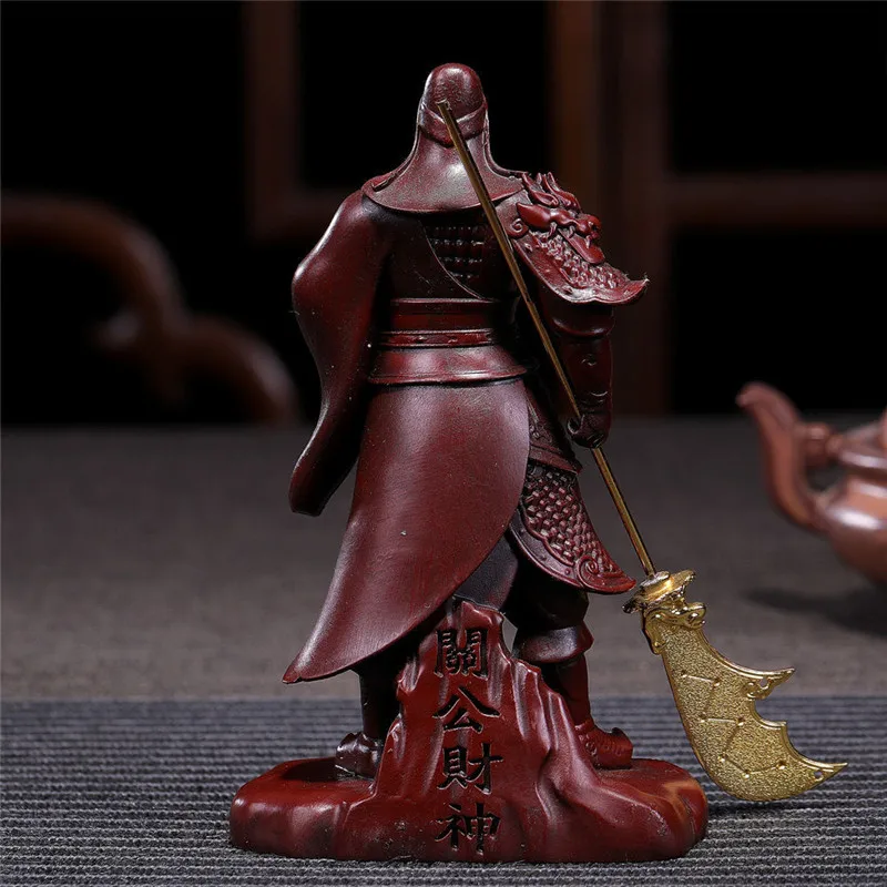 Chinese Feng Shui Guan Gong Buddha Statue Bronze Color Handmade Resin Crafts Big Buddha Sculpture Figurines Home Decoration