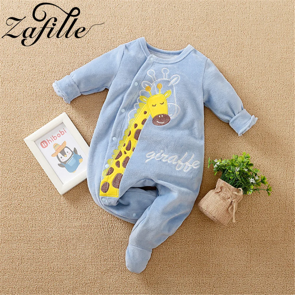 ZAFILLE Cartoon Baby Boy Clothes Animals Printed Cute Winter Overalls For Newborns Kids Boys Clothing Cute Panda Infant Jumpsuit