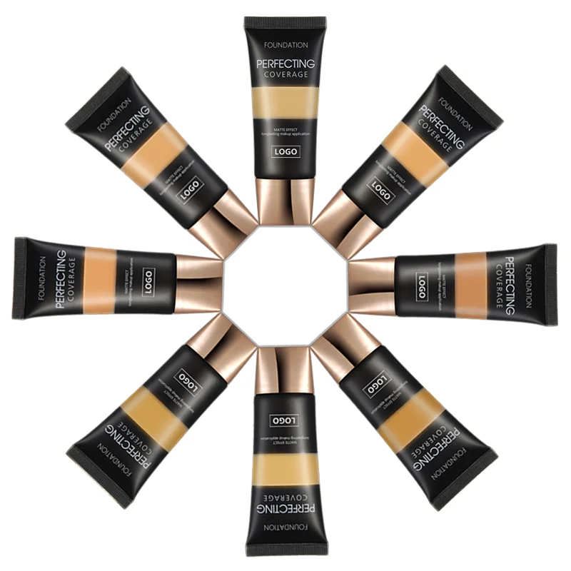 Großhandel Makeup Foundation Full Coverage Private Label Liquid Concealer Wasserdichter individueller Logo-Gesichtsfundament für dunkle Haut