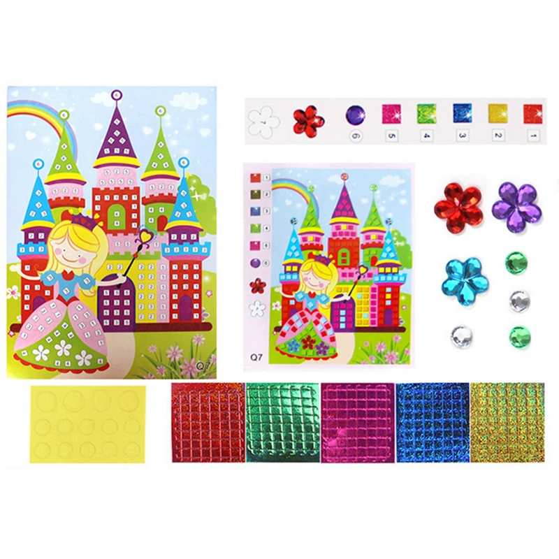 Mosaic Art Stickers kids DIY craft Toys Diamond Puzzle Game Handmade Art Cartoon Creative Educational Toys For Children