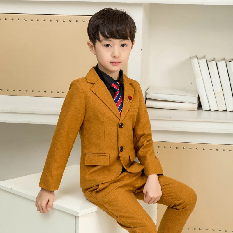 

Flower Boys Formal Jacket + Pants+Tie 3PCS Suit School Kids Weddings Party Tuxedos Prince Boys Gentlemen Birthday Dress Costume