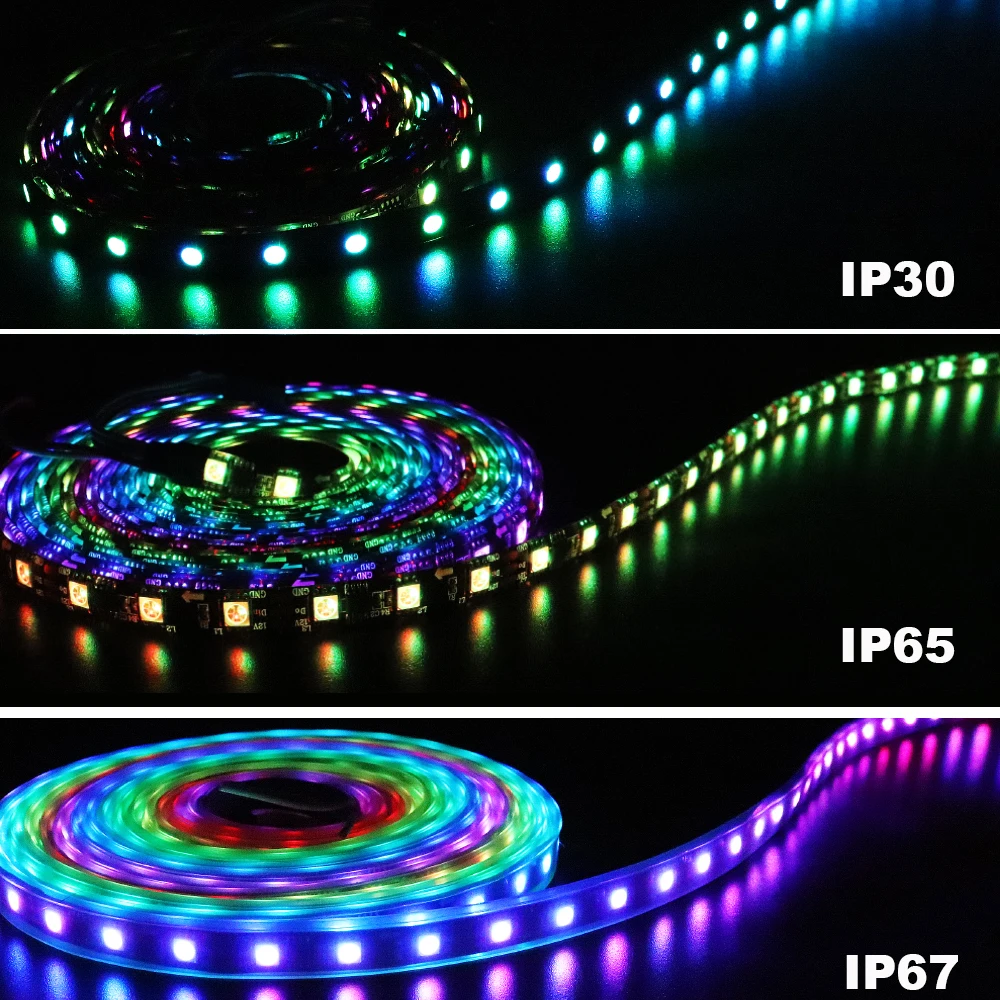 WS2811 LED Strip Addressable Smart RGB Led Light WS2811IC External 1 IC Control 3Leds 5050 SMD White/Black DC12V