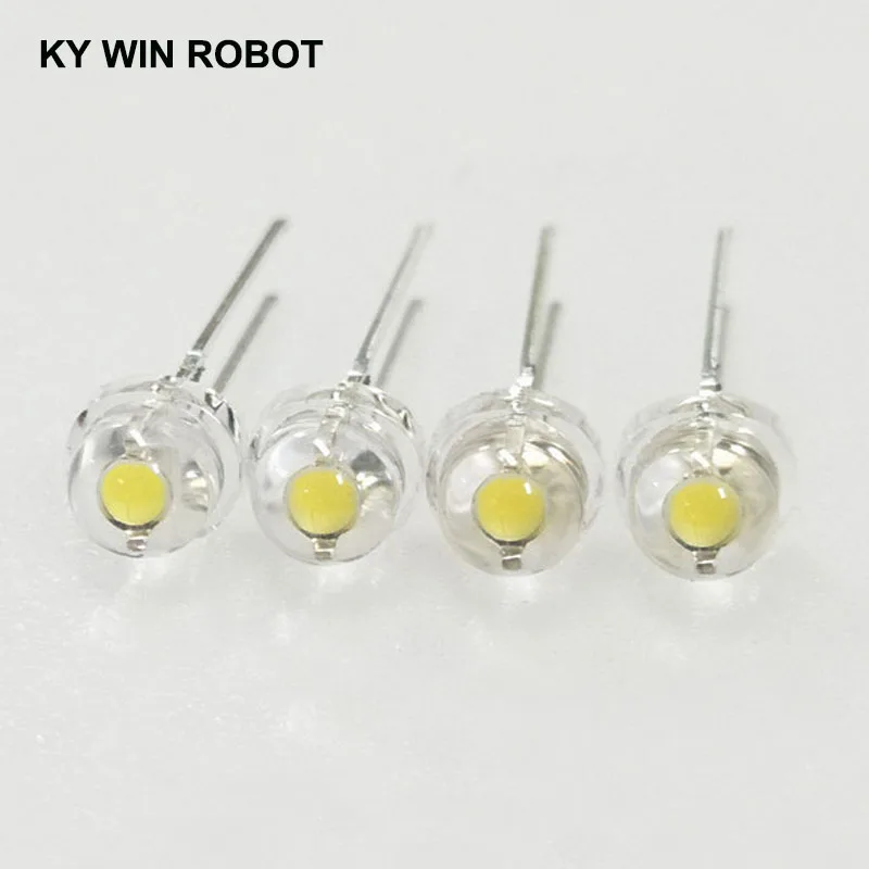 50pcs/lot white 5mm F5 Straw Hat LED Chandelier Crystal Lamp Beads Big Core Chip 6-7LM Light emitting diodes leds DIY lights