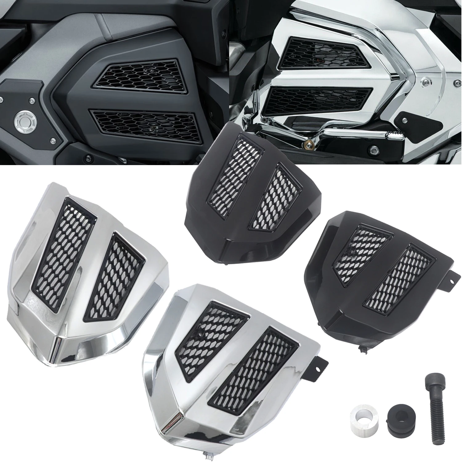 Engine Transmission Covers Chrome or Black For Honda Gold Wing GL1800 GL1800 F6B 2018-2021 2020 Fairing Radiator Grille Cover