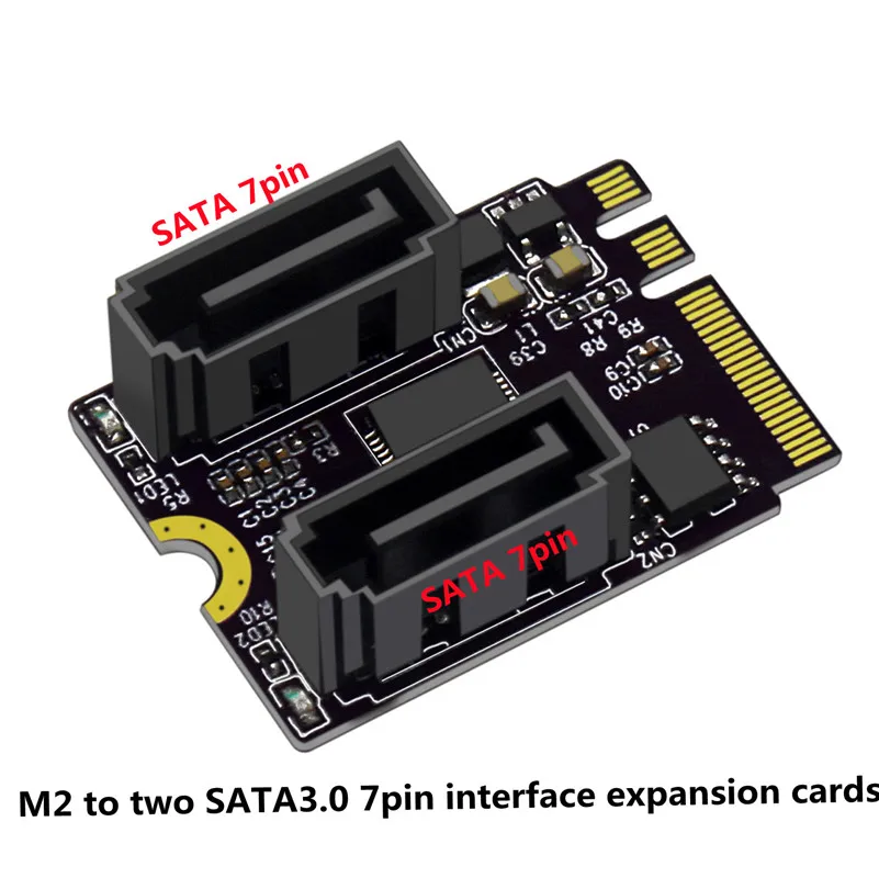 

Free Driver M.2 to Sata3.0 Adapter Card A-Key and E-Key to 2 Ports SATA 6Gbps PCIe 3.0 Bus for Wifi SSD HDD PC Motherboard