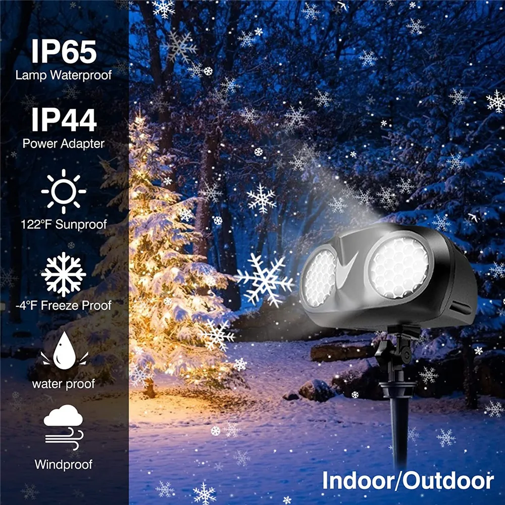 Projecteur binoculaire LED avec télécommande, imperméable, éclairage d'extérieur, paysage de noël