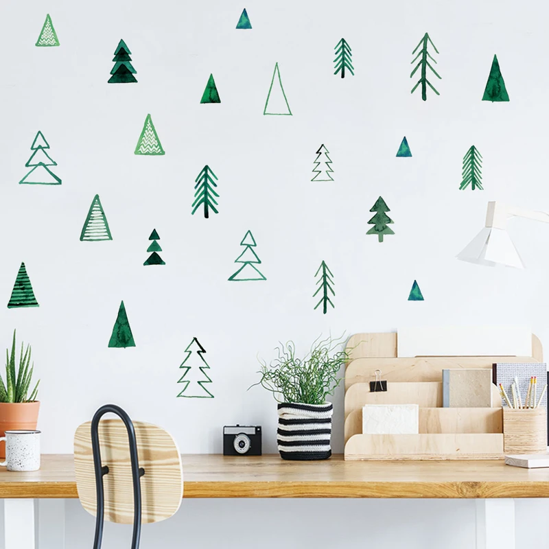 DIY Cute Woodland Pine Tree Wall Sticker Decals for Kids Room Bedroom Nursery Home Decoration Baby Gift Stickers Art Murals