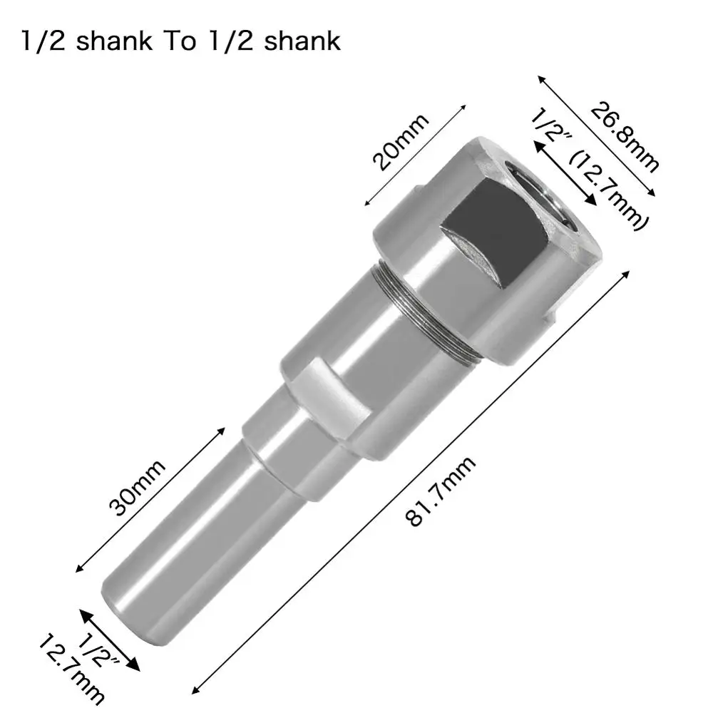 생크 라우터 비트 익스텐션 로드 콜릿 타각기 익스텐션 밀링 커터, 목재용, 1/4 인치, 8mm, 12mm, 1/2 인치, 6mm, 1 개