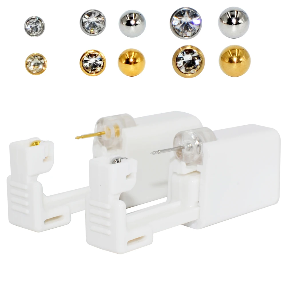 24pcs/Box Stainless Steel Ear Stud Disposable Sterile Piercing Stud with Safe Ball Buckle Set Piercing Gun Body Piercing Jewelry