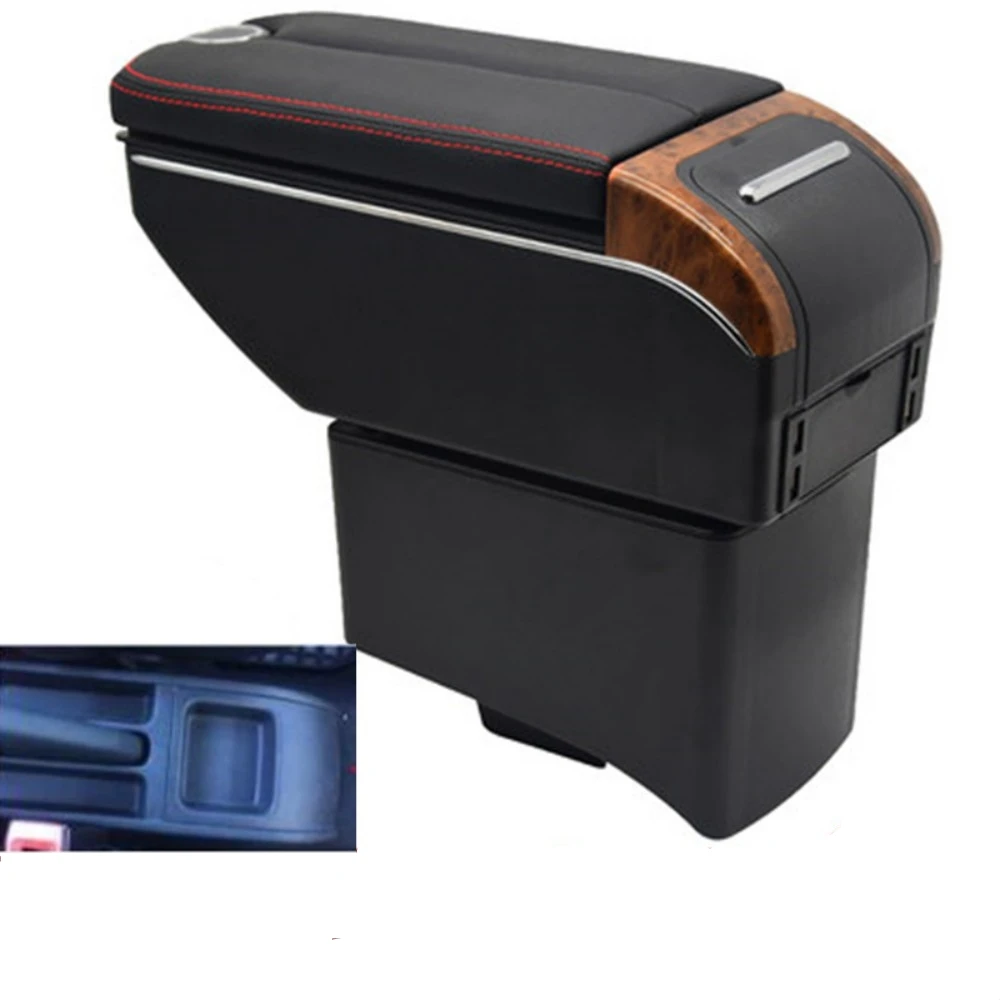 Armrests For Polo-V V 6R  Armrest box Double doors open 7USB Centre Console Storage Box Arm Rest