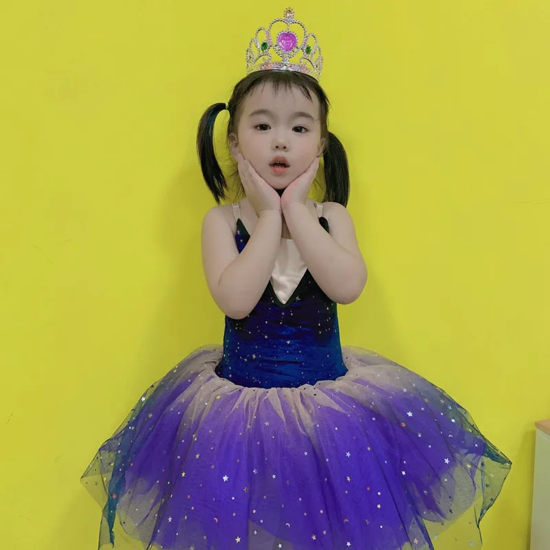 Hoàng Gia Tím Ballerina Đầm Cô Gái Trẻ Em Vũ Trang Phục Đỏ Ba Lê Đầm Trẻ Em Có Thể Điều Chỉnh Dây Ba Lê Tutu Cho Bé Gái