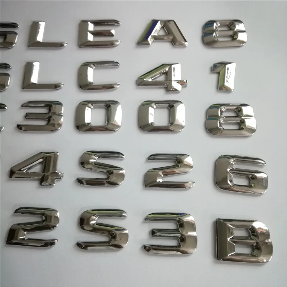 For Mercedes Benz E Class E180 E200 E220 E260 E320 E350 Chrome Number Letters Rear Trunk Emblem Badge Sticker