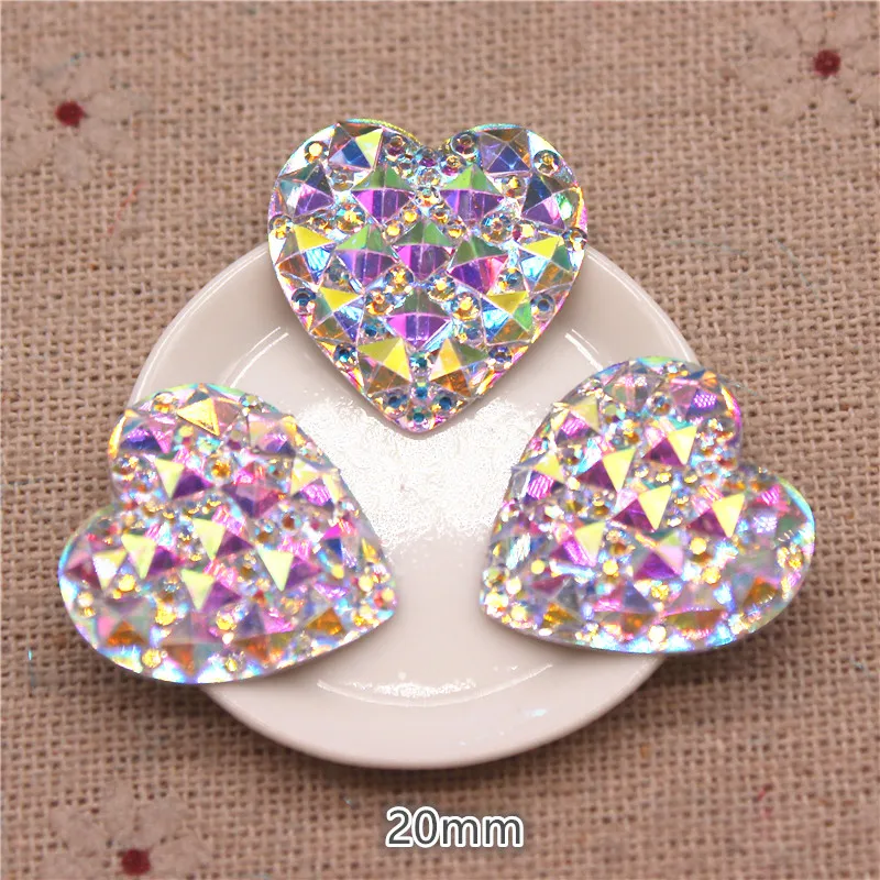 10mm-30mm Resin Heart Bling Crystal AB Rhinestone Flatback Cabochon Stone DIY Home Decoration Crafts Scrapbook Accessories