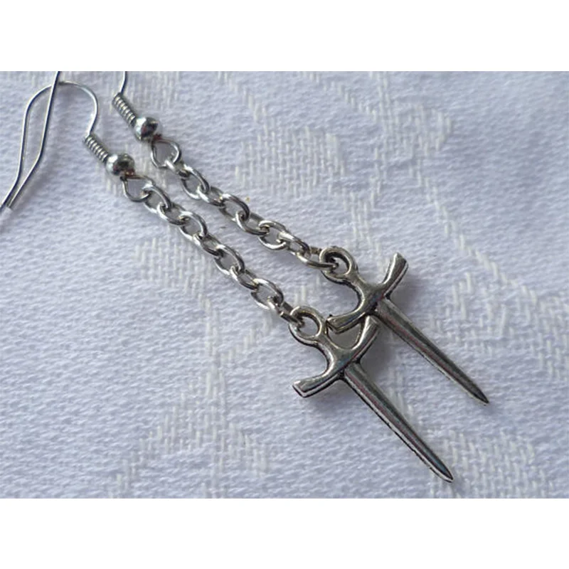 Athame dagger earrings,sword, pagan jewelry,wiccan, egyptian sword,gift, chain  athame jewellery