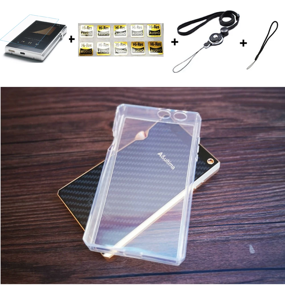 Soft Clear Crystal TPU Protective Shell Skin Case Cover for iRiver Astell&Kern SP1000 With Front Screen Protector Tempered Glass