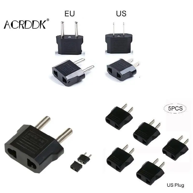 5Pcs 110V to 220V Conversion Adapter EU/US Plugs Travel Adapter Converter for Home Outdoor Traveling Use DF