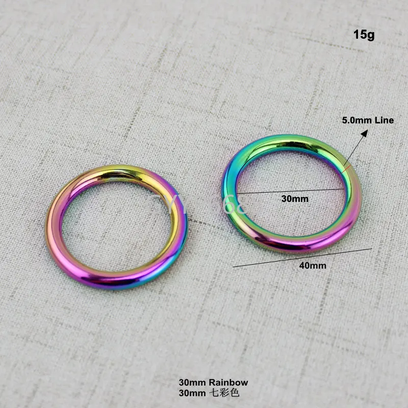 10-30-100pcs 1.6cm 1.8cm 2.5cm 3cm Rainbow pet\'s strap o ring,bags\' accessories,alloy Welded Rings,Closed Round O ring