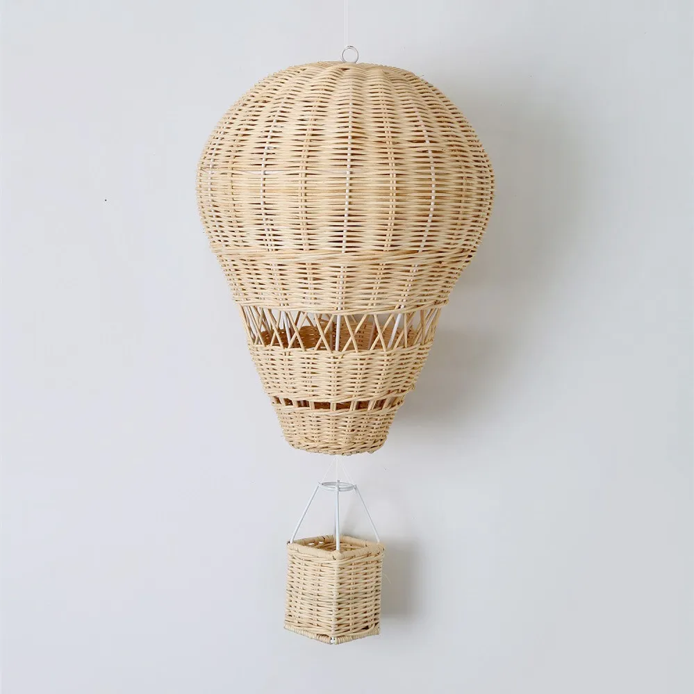 

Handmade Hanging Hot Air Balloon Nordic Style Children Bedroom Kindergarten Rattan Weaven Crafts Wall Decor Kids Room Decoration