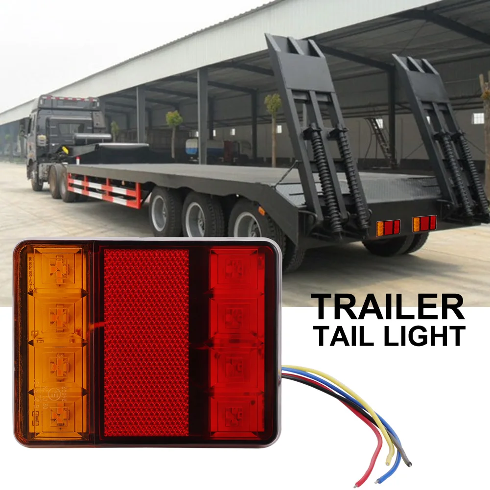 1 Set Trailer Truck Taillight 12V 8LED Rear Tail Light Warning Brake Lights Rear Lamp IP65 Waterproof Durable Stop Signal Lamps