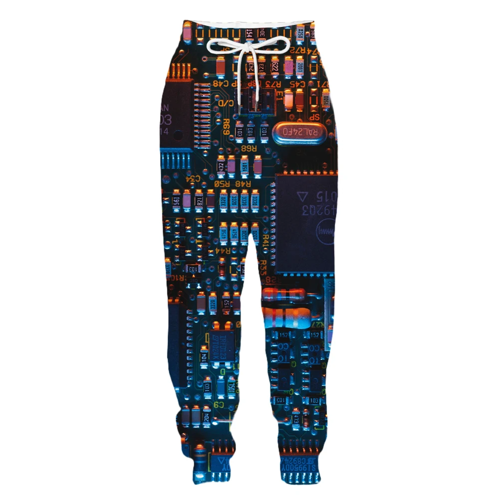 New 3D Printing  Electronic Chips  Fashion Men Women Tracksuits Crewneck Hip Hop Pants  Plus Size S-7XL Streetwear