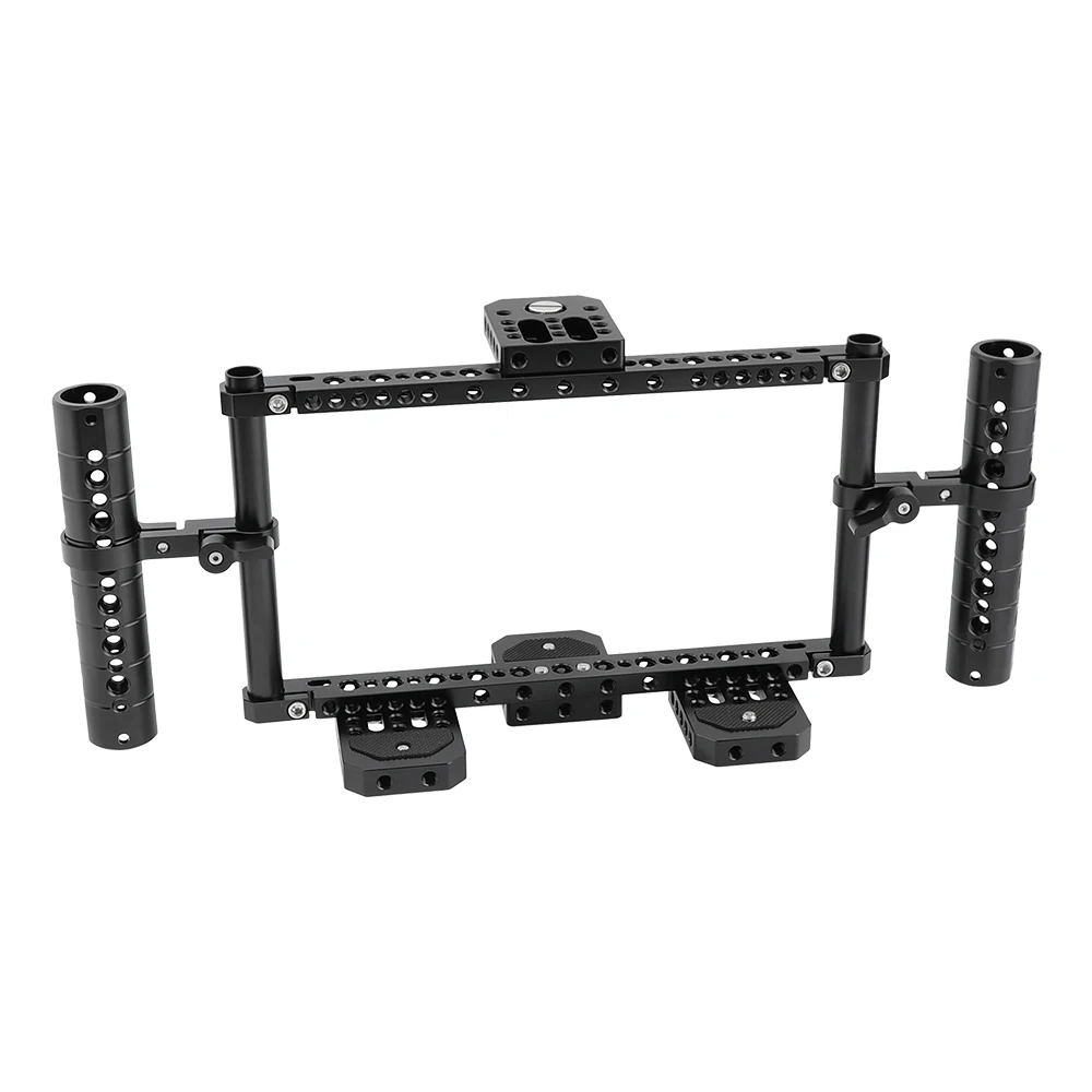 HDRiG On Camera Monitor Cage Rig With Adjustable Aluminum Cheese Handle & Cheese Bar & 15mm Rod  For 5 inch 7 inch Monitor