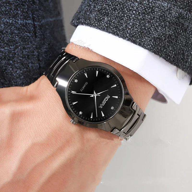 High Quality Men\'s Black Stainless Steel Watches For Men Fashion Business Wristwatch Male Casual Simple Clock Relogio Masculino