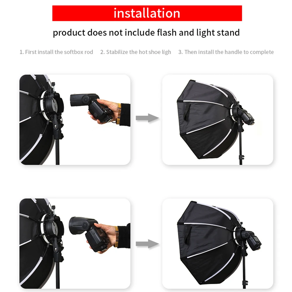 TRIOPO-Boîte à lumière parapluie octogonale pour Godox AD200 V1 Speedlite, accessoires de studio de photographie, Softbox, 65cm, le plus récent