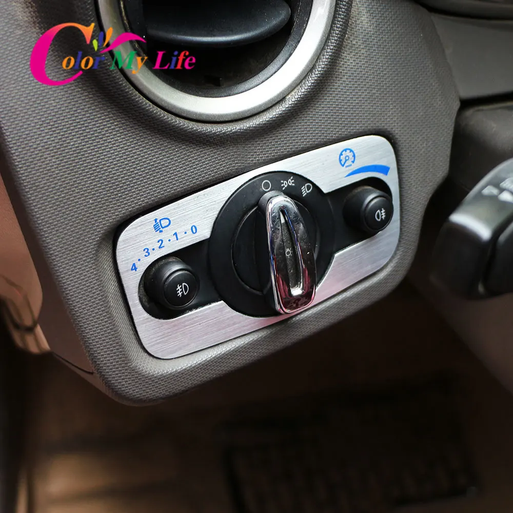 Car Accessories for Ford Ecosport 2013 - 2017 Inner Head Light Lamp Switch Button Panel Cover Frame Trim Stickers