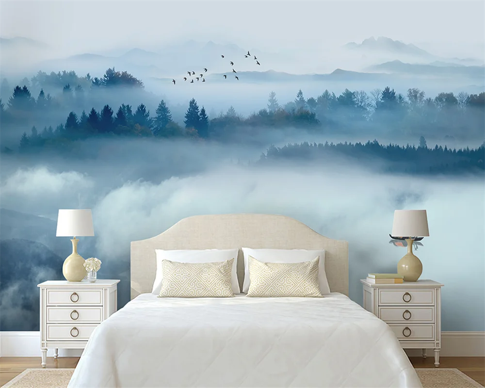 

beibehang Customized papel de pared modern atmosphere artistic conception ink landscape new Chinese TV sofa background wallpaper