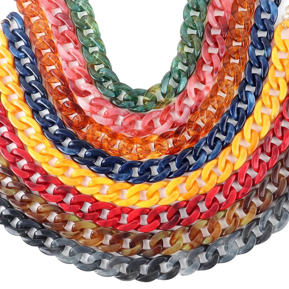 FishSheep 26 Colors Boho Acrylic Chain Choker Collar Necklace For Women Men Rock Punk Chunky Curb Thick Chain Necklaces Jewelry