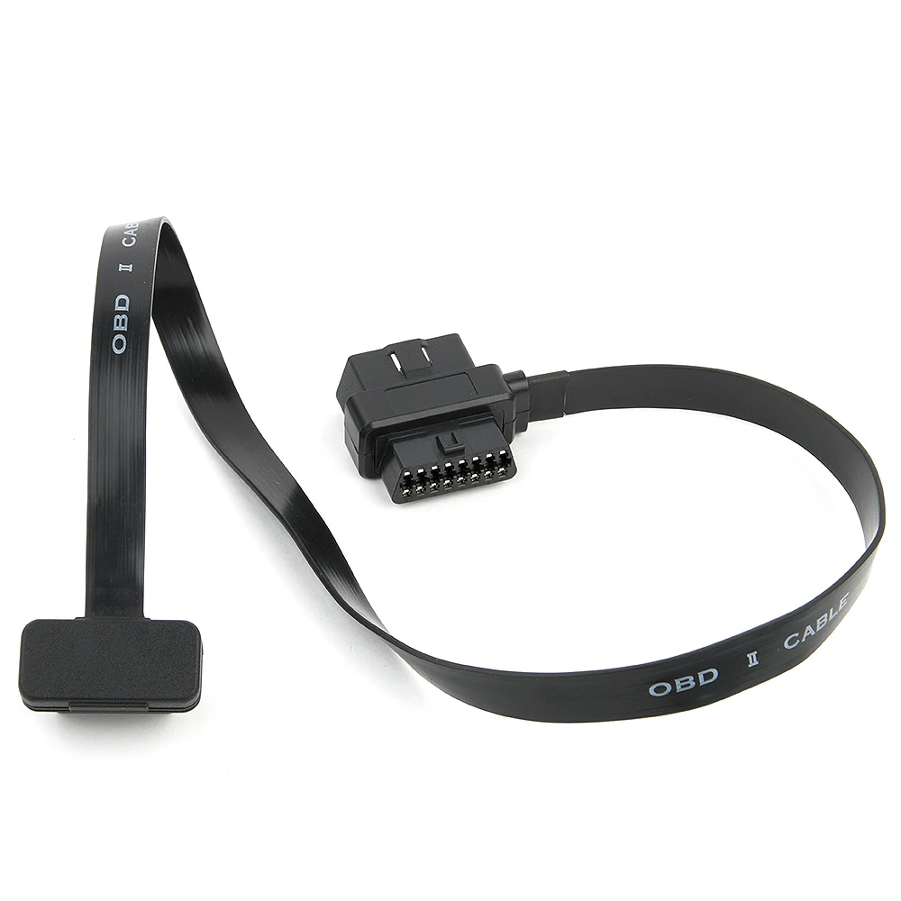 60cm 90 Degree Angle OBD2 16PIN Connector for Car Diagnostic Scanner OBD 16-PIN Extender Flat Thin 16 Core Splitter Adapter