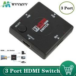 3x1 1080p hd 3 em 1 fora o cubo do divisor de hdmi para hdtv xbox360 ps3 interruptor 3 em 1 para fora hdmi switcher 3 da caixa do cubo do porto de hdmi